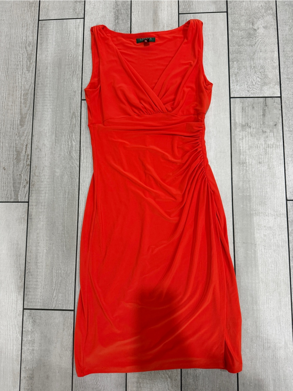 Lauren Ralph Lauren Bright Red Sleeveless Ruched Maxi Skirt